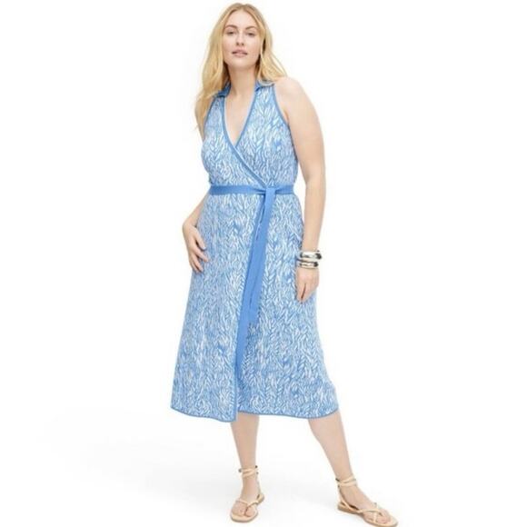 Diane Von Furstenberg for Target Knit Wrap Dress Blue and White size S - Picture 1 of 10